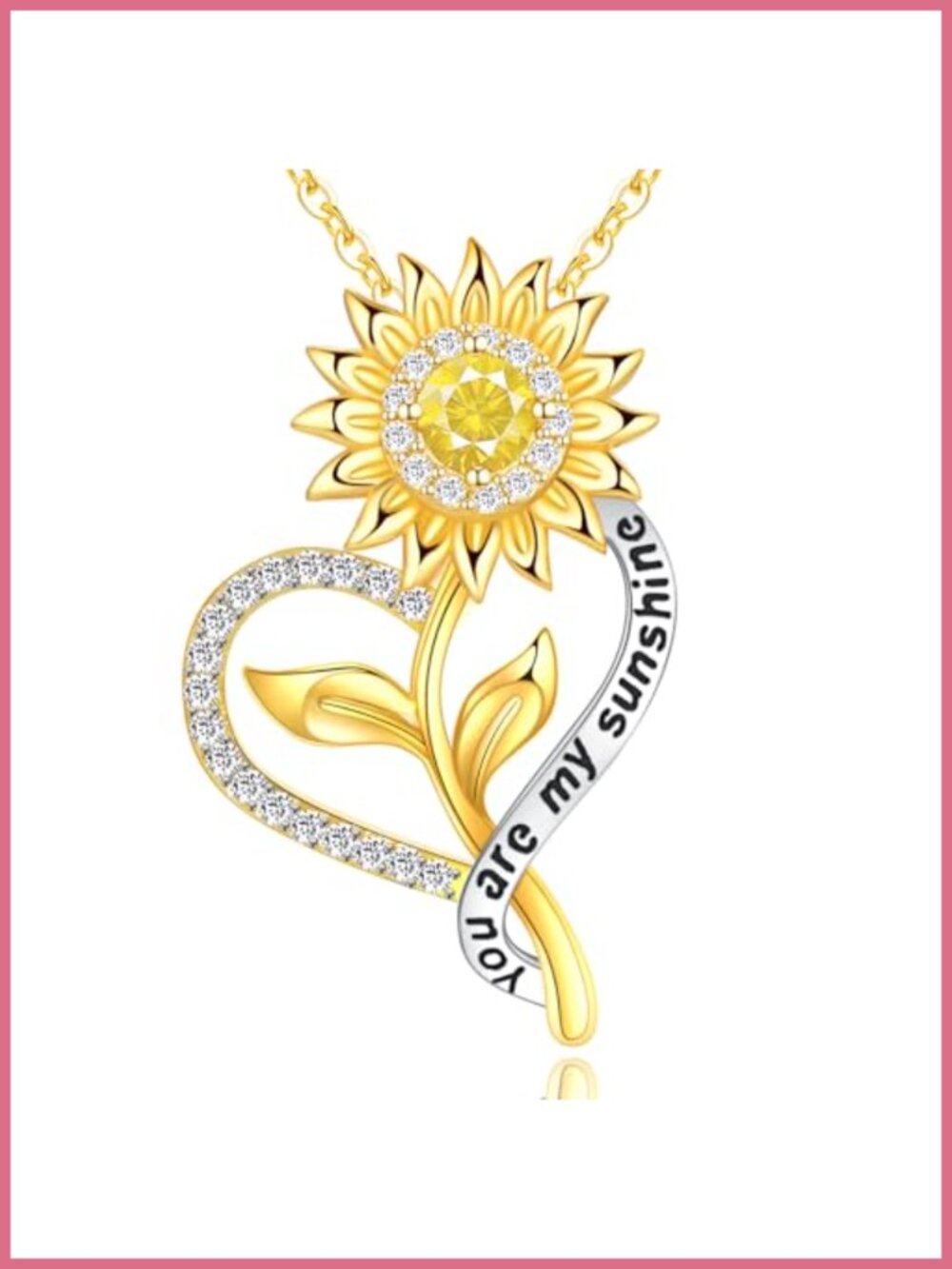 DFUNH Sunflower Necklace 925 Sterling Silver 18K Gold Plated Pendant Necklace
